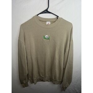 Vintage JERZEES  Tag Crewneck SZ Large Tan, Embroidered Golf Design Made In USA